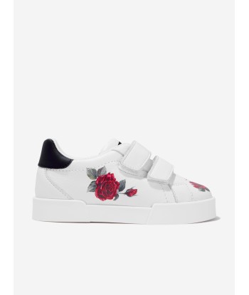 Dolce & Gabbana Girls Leather Velcro Trainers in White Voir les baskets