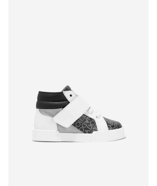 Dolce & Gabbana Boys Leather High Top Trainers in Grey en ligne des produits 