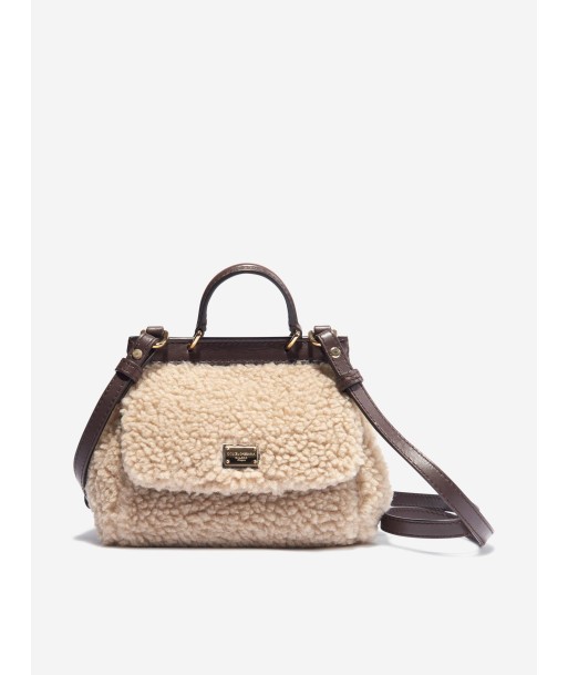 Dolce & Gabbana Girls Faux Shearling Handbag in Beige Fin de série