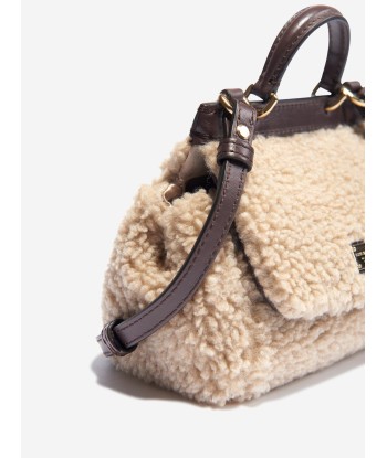 Dolce & Gabbana Girls Faux Shearling Handbag in Beige Fin de série