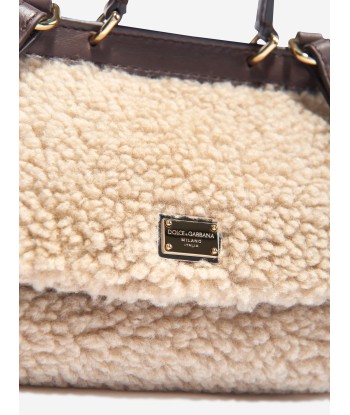 Dolce & Gabbana Girls Faux Shearling Handbag in Beige Fin de série