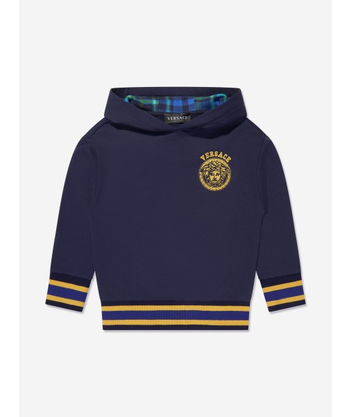 Versace Boys Medusa Logo Hoodie in Navy Venez découvrir notre 