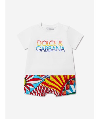 Dolce & Gabbana Baby Boys Logo Romper in Multicolour sur le site 