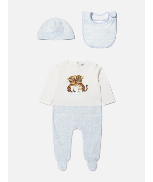 Dolce & Gabbana Baby Boys Leopard Babygrow Gift Set in Blue de pas cher