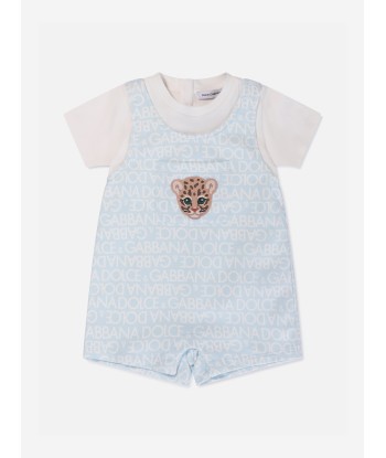 Dolce & Gabbana Baby Boys Leopard Romper in Blue est présent 