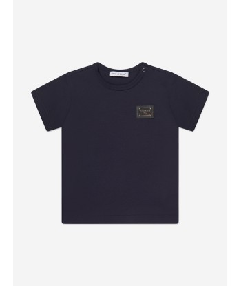 Dolce & Gabbana Baby Boys Logo T-Shirt in Navy rembourrage situé sous