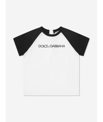 Dolce & Gabbana Baby Boys Logo T-Shirt in White en stock