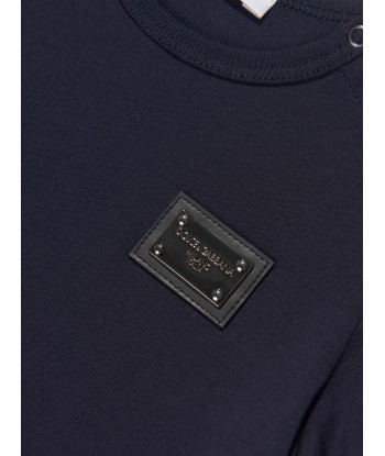 Dolce & Gabbana Baby Boys Logo T-Shirt in Navy rembourrage situé sous