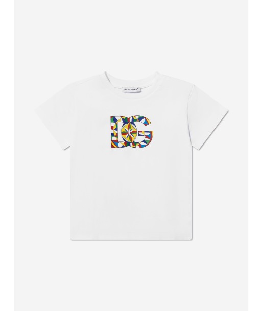 Dolce & Gabbana Baby Boys Carretto Logo T-Shirt in White en stock