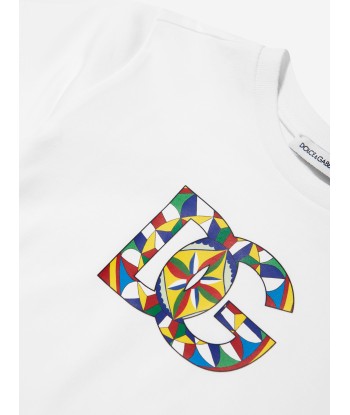 Dolce & Gabbana Baby Boys Carretto Logo T-Shirt in White en stock