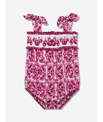 Dolce & Gabbana Baby Girls Majolica Romper in Pink shop