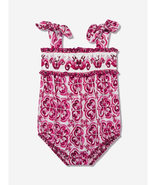 Dolce & Gabbana Baby Girls Majolica Romper in Pink shop