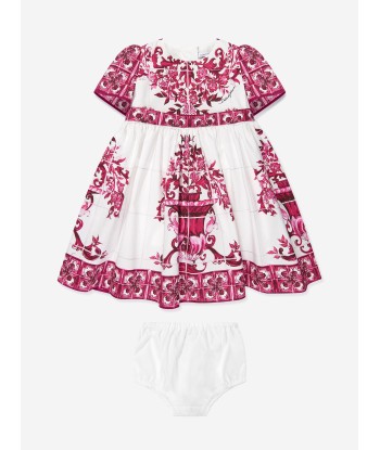 Dolce & Gabbana Baby Girls Majolica Smocked Dress in Pink de la marque