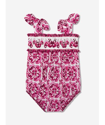 Dolce & Gabbana Baby Girls Majolica Romper in Pink shop