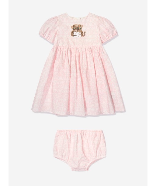 Dolce & Gabbana Baby Girls Leopard Logo Dress in Pink pas cheres