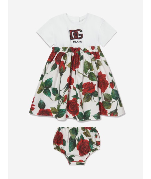 Dolce & Gabbana Baby Girls Rose Logo Dress in White des créatures d'habitude