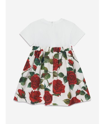 Dolce & Gabbana Baby Girls Rose Logo Dress in White des créatures d'habitude