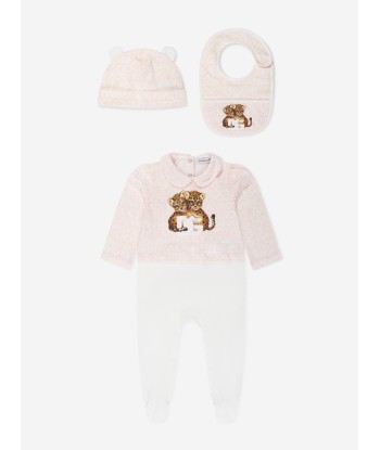 Dolce & Gabbana Baby Girls Leopard Babygrow Gift Set in Pink Comparez et commandez 