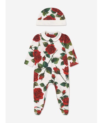 Dolce & Gabbana Baby Girls Rose Babygrow Gift Set in White est présent 