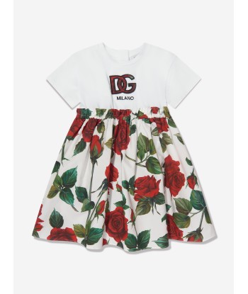 Dolce & Gabbana Baby Girls Rose Logo Dress in White des créatures d'habitude