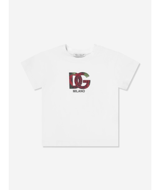 Dolce & Gabbana Baby Girls Rose Logo T-Shirt in White le concept de la Pate a emporter 