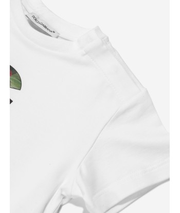 Dolce & Gabbana Baby Girls Rose Logo T-Shirt in White le concept de la Pate a emporter 