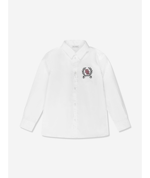 Dolce & Gabbana Boys Crest Logo Shirt in White livraison gratuite