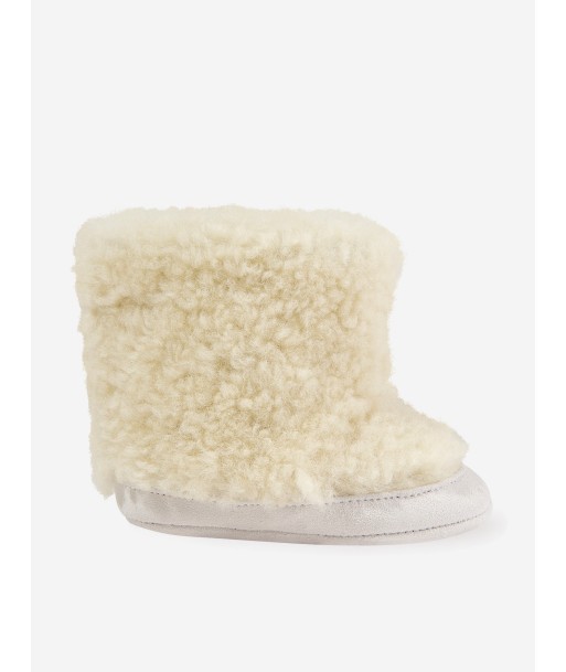 Versace Baby Sherling And Suede Boots in Ivory Paris Déstockage Promo