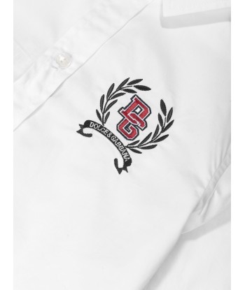 Dolce & Gabbana Boys Crest Logo Shirt in White livraison gratuite