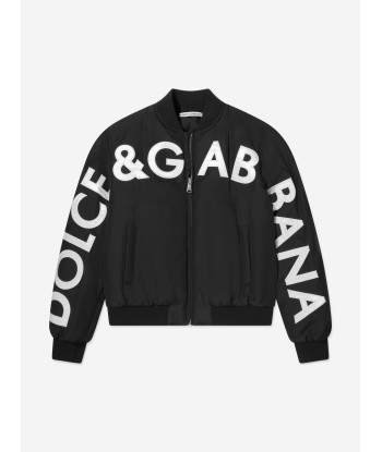 Dolce & Gabbana Boys Logo Bomber Jacket in Black shop