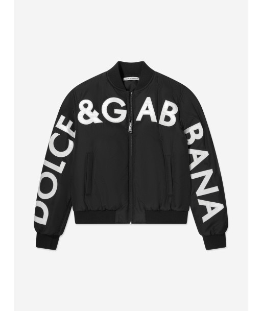 Dolce & Gabbana Boys Logo Bomber Jacket in Black shop