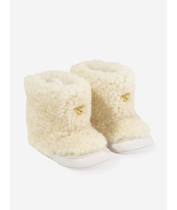 Versace Baby Sherling And Suede Boots in Ivory Paris Déstockage Promo