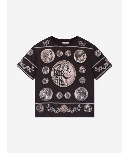 Dolce & Gabbana Boys Coin Print T-Shirt in Brown de France