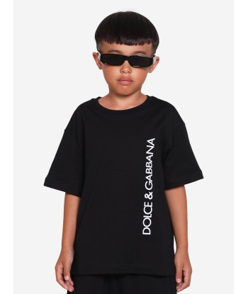 Dolce & Gabbana Boys Logo Print T-Shirt in Black Faites des économies