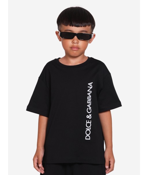 Dolce & Gabbana Boys Logo Print T-Shirt in Black Faites des économies