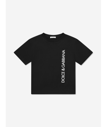 Dolce & Gabbana Boys Logo Print T-Shirt in Black Faites des économies