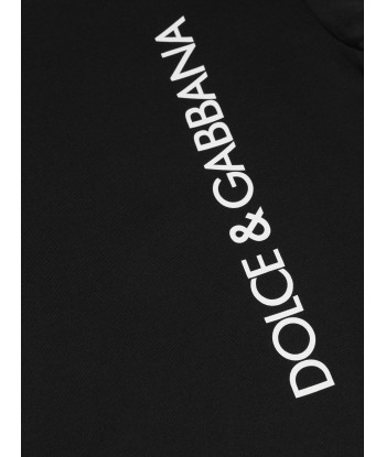 Dolce & Gabbana Boys Logo Print T-Shirt in Black Faites des économies