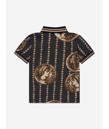 Dolce & Gabbana Boys Coin Print Polo Shirt in Black 2024