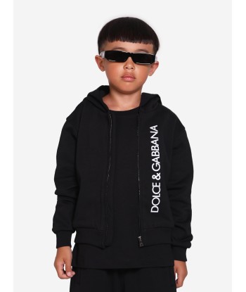 Dolce & Gabbana Boys Logo Zip Up Top in Black hantent personnes