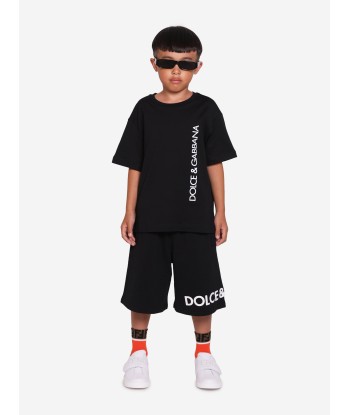 Dolce & Gabbana Boys Logo Print T-Shirt in Black Faites des économies