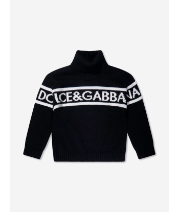 Dolce & Gabbana Boys Wool Turtleneck Jumper in Black rembourrage situé sous