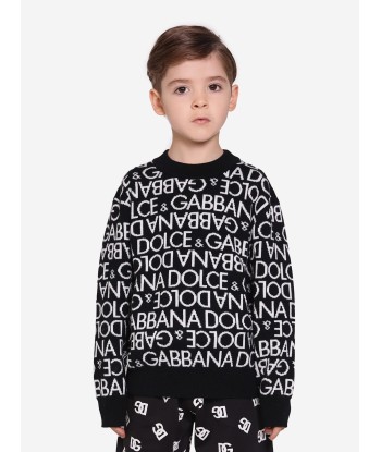 Dolce & Gabbana Boys Wool Logo Jumper in Black livraison et retour toujours gratuits