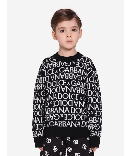 Dolce & Gabbana Boys Wool Logo Jumper in Black livraison et retour toujours gratuits