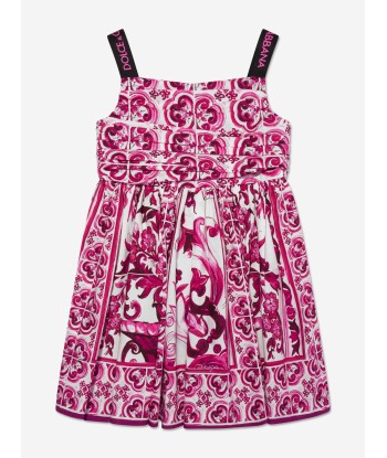 Dolce & Gabbana Girls Majolica Sleeveless Dress in Pink à prix réduit toute l'année