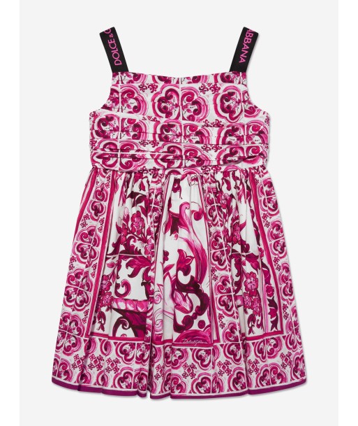 Dolce & Gabbana Girls Majolica Sleeveless Dress in Pink à prix réduit toute l'année