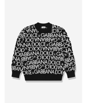 Dolce & Gabbana Boys Wool Logo Jumper in Black livraison et retour toujours gratuits