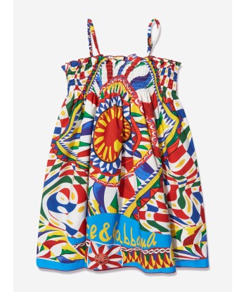 Dolce & Gabbana Girls Carretto Print Dress in Multicolour livraison et retour toujours gratuits