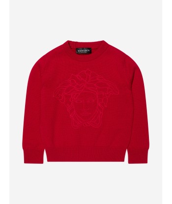 Versace Girls Knitted Medusa Jumper in Red Amélioration de cerveau avec