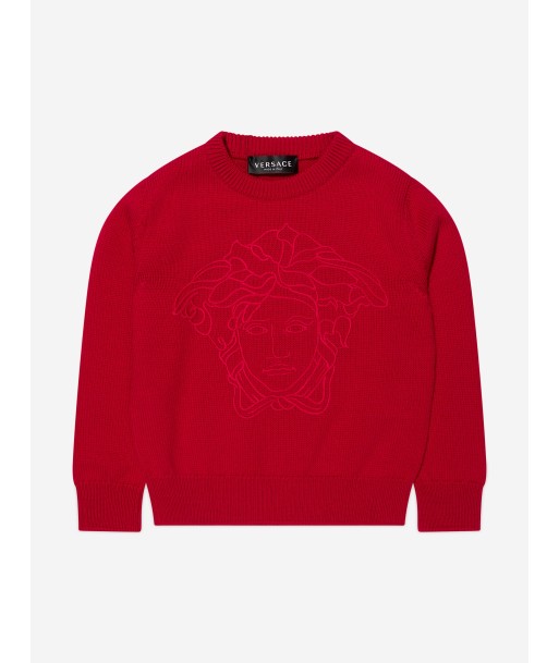 Versace Girls Knitted Medusa Jumper in Red Amélioration de cerveau avec