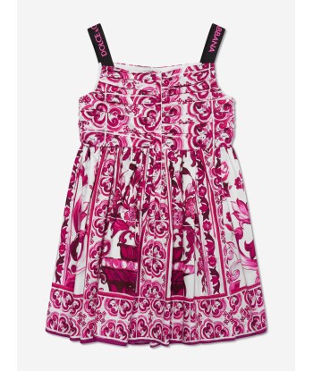 Dolce & Gabbana Girls Majolica Sleeveless Dress in Pink à prix réduit toute l'année